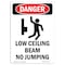 Signmission OSHA Danger Sign, Low Ceiling Beam No Jumping, 18in X 12in Rigid Plastic, 12" W, 18" L, Portrait OS-DS-P-1218-V-2473 - alternate 1
